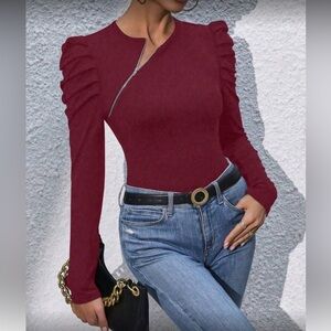 Burgundy Long Sleeve Women's Top